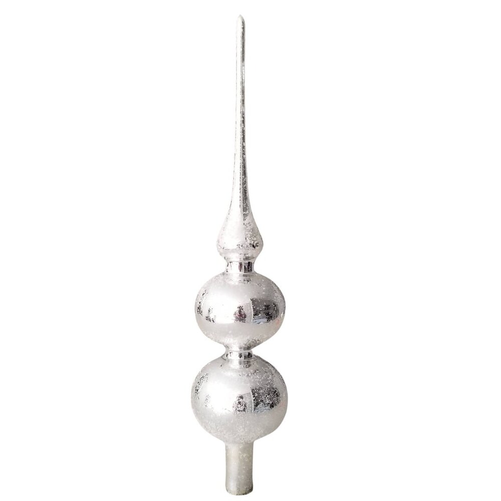 15" Vintage White Frosted Silver Tree Topper